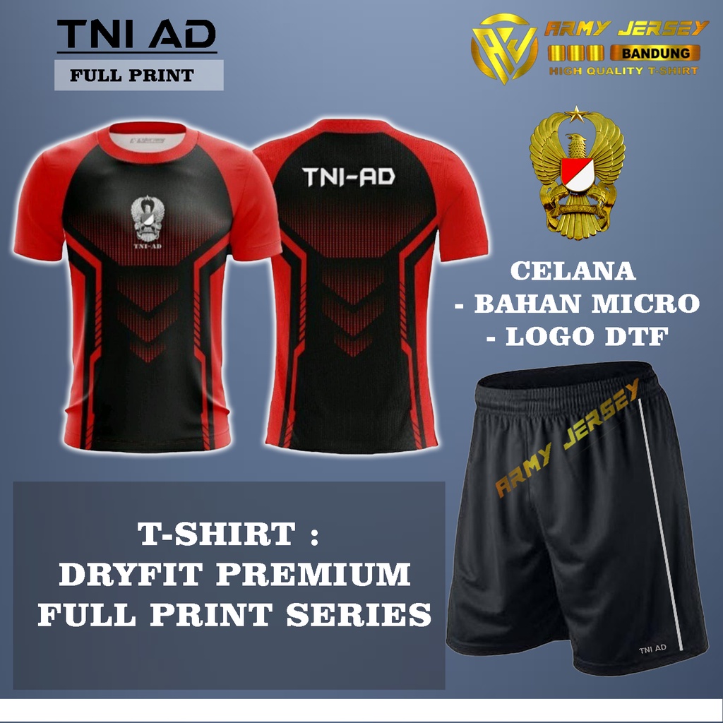 baju SETELAN OLAHRAGA TNI AD MERAH FULLPRINTING
