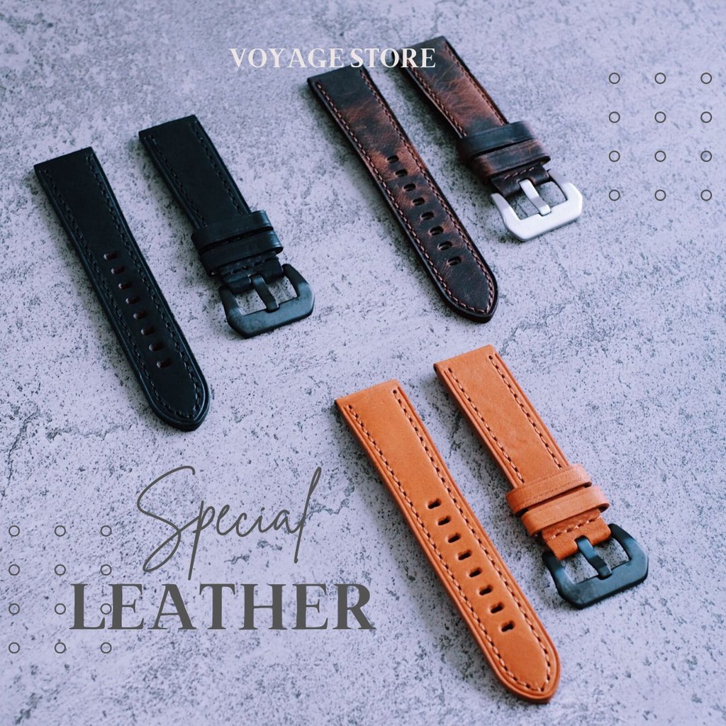 VOYAGE Original Tali Kulit Sapi asli pull up leather 22mm Strap Apple watch 45mm 42mm iwatch series 6 7 4 Iwo Samsung Huawei 46mm