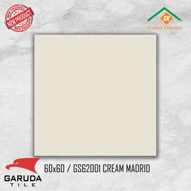 Granite lantai 60x60 GS62001 Madrid cream polos / Garuda tile / kw-1