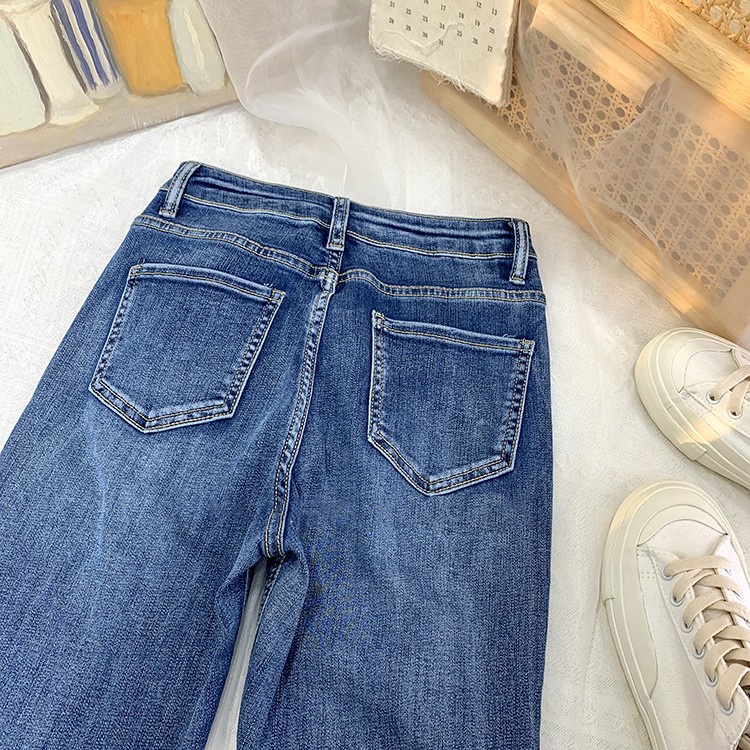 Biru Boyfriend Jeans Wanita / Highwaist Ada Melar Celana Denim/ Skinny Jeans Wanita /90CM Jeans