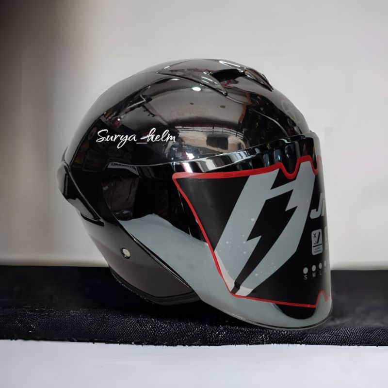 JITSU JS1 HELM HALF FACE WARNA HITAM METALIC