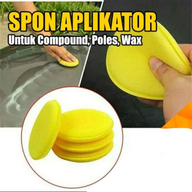 Spon Bulat APLICATOR Pad Flat Spon Busa BULAT Poles Model Rata Waxing Mobil Motor