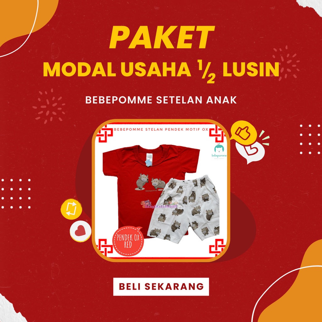 PAKET MODAL USAHA 1/2 LUSIN SETELAN PENDEK BAYI DAN ANAK USIA 3-6 TAHUN/BEBEPOMME BAJU TIDUR