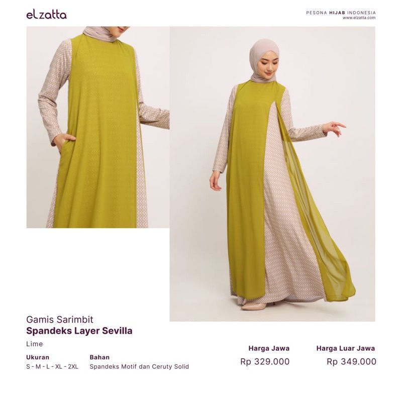ELZATTA Gamis Spndex Layer Sevilla - Pakaian Muslim Wanita - Gamis Dress Wanita Dewasa - Gamis Dress
