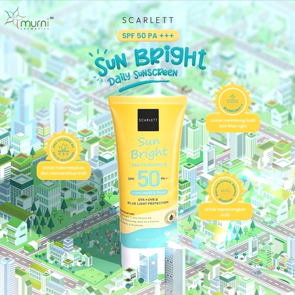 SCARLETT SUN BRIGHT DAILY SUNSCREEN SPF 50 PA+++ EXTRA MOIST &amp; GLOW 50ML