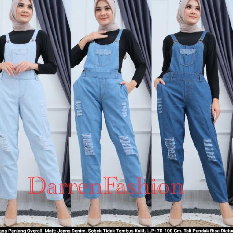 LANGSUNG ORDER CELANA PANJANG OVERAL RIPPED TIDAK TEMBUS . CELANA MONYET MURAH . OVERALL JEANS RIPPE