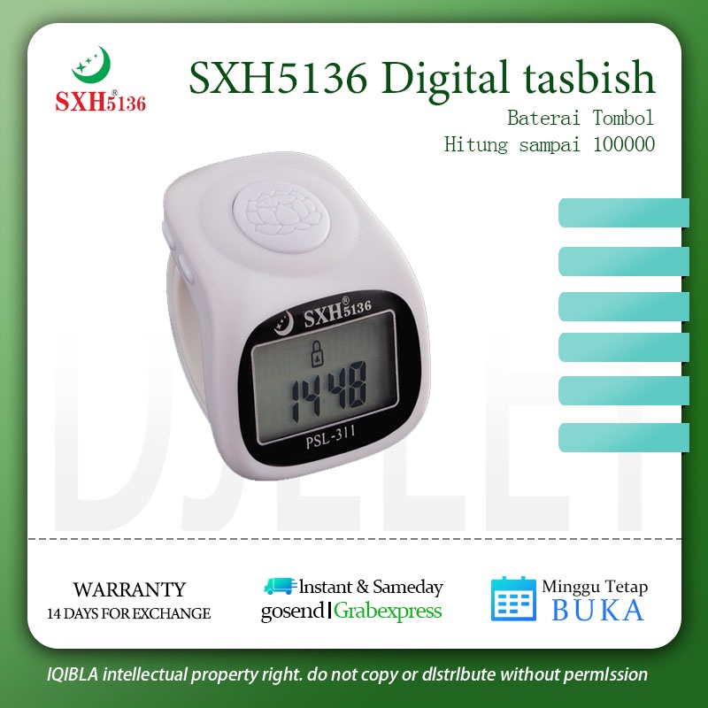 Tasbih Digital Premium 6 Saluran dengan Alarm Fleksibel, LED, dan Jam - Siap Kirim