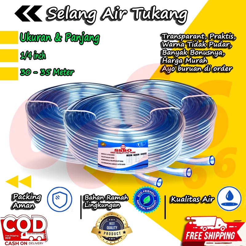 PROMO SELANG AIR TUKANG BANGUNAN TIMBANG AQUARIUM KECIL 1/4 INCH 30 35 METER 1 ROL MURAH