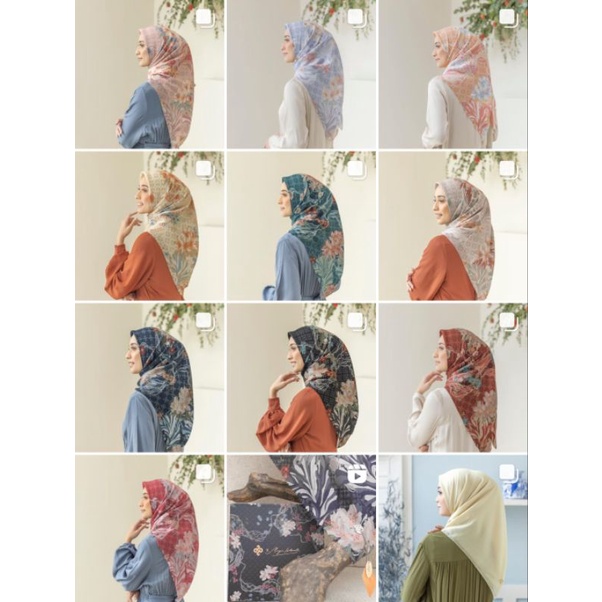 HL Scarf La Carta Heaven Lights Mega Iskanti Kerudung Motif Segiempat Voal Square Hijab HL