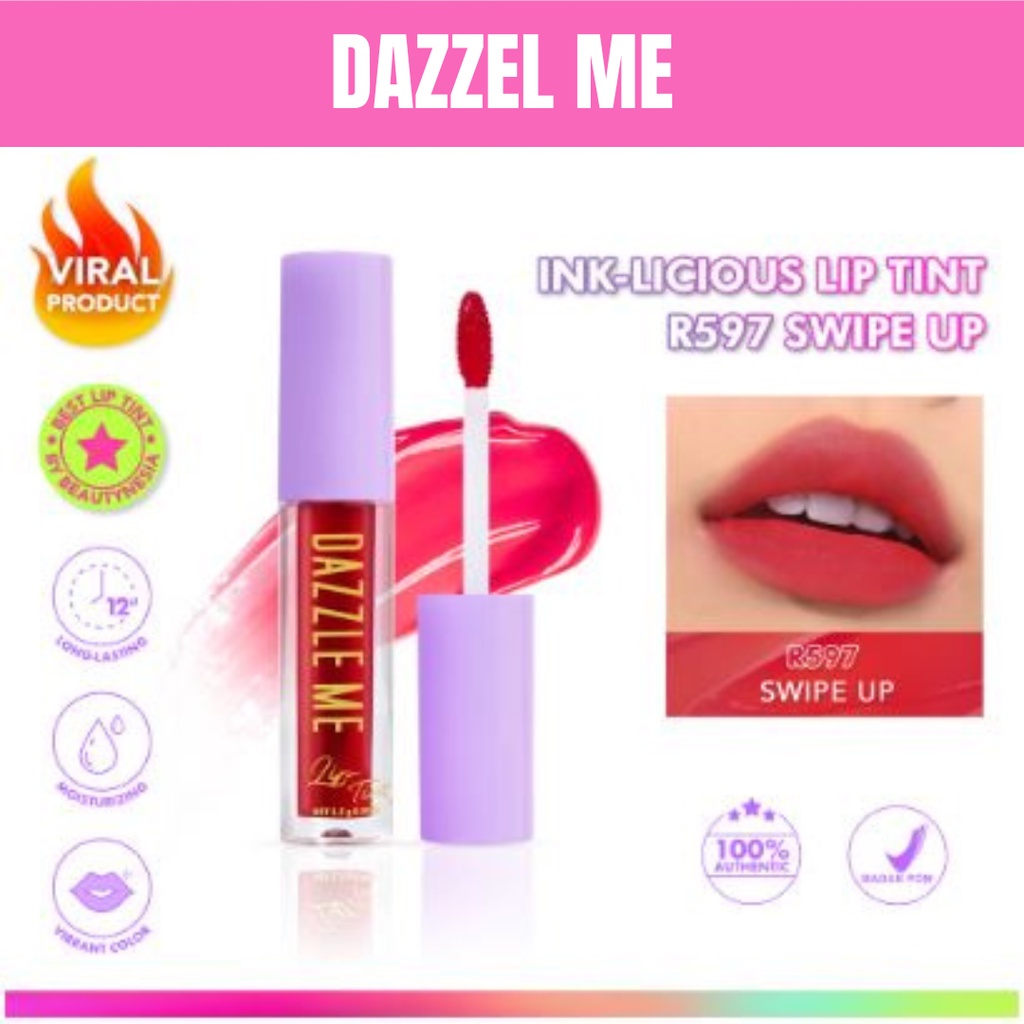 DAZZLE ME Ink Licious Lip Tint | Hyper Stay Long Lasting Liquid Lip Stain Moisturizing Liptint Viral| Tahan Lama
