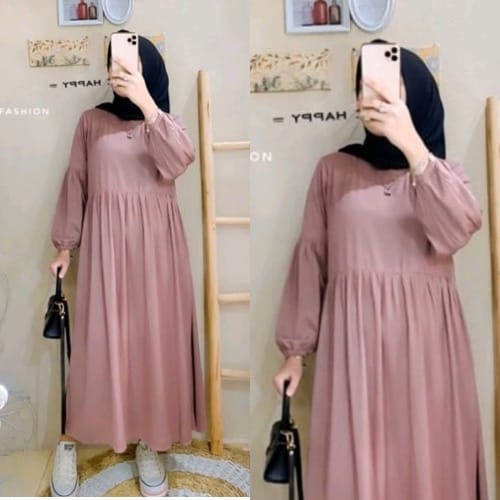 TAKAO.CO - Long tunik jumbo import katun rayon twill motif polos busui friendly / Tunik wanita terba