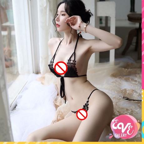 ✨SHOPEE MALL✨ Ɛѵҽ Lingerie Set Bra + G String Sexy Pakain Dalam Bordir Bunga Renda 1099 