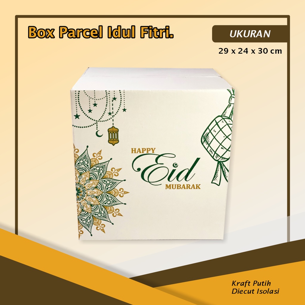 

BOX PARCEL IDUL FITRI PUTIH Uk. 29 x 24 x 30 cm - Boxparcel/Boxhampers/Boxpackaging