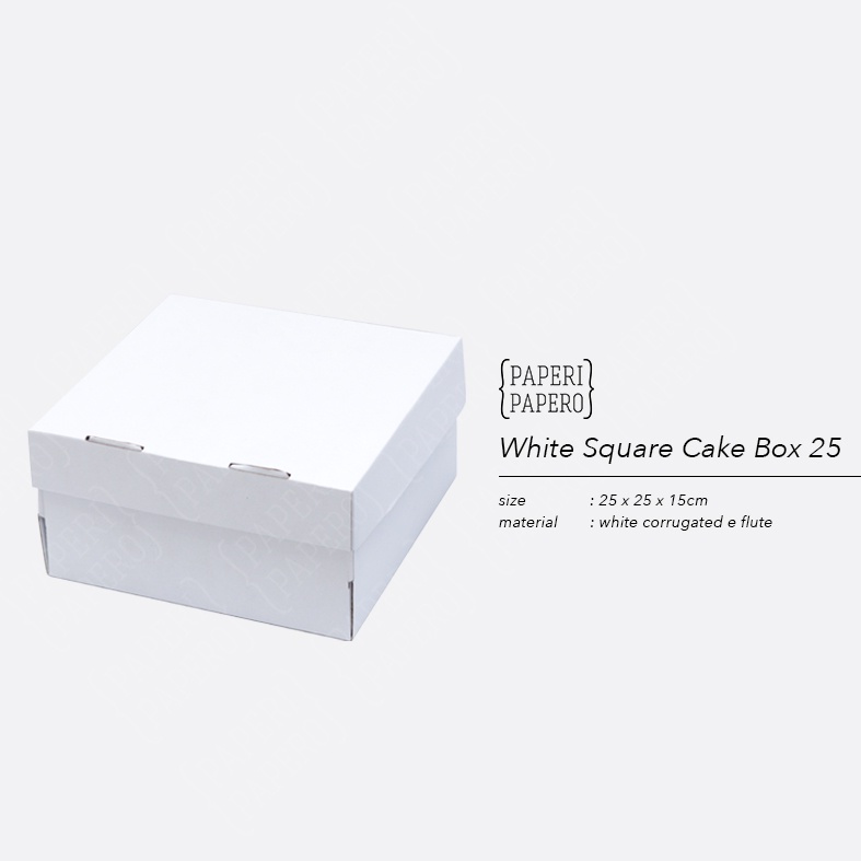 

White Cake Box - Kotak / Dus / Boks Kue Bolu Putih 25 x 25 x 15 cm (1 pcs)