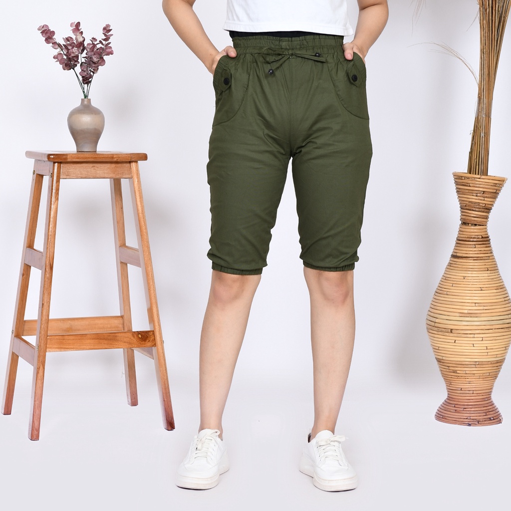 celana joger pendek, celana wanita, Celana pendek, celana bahan katun street