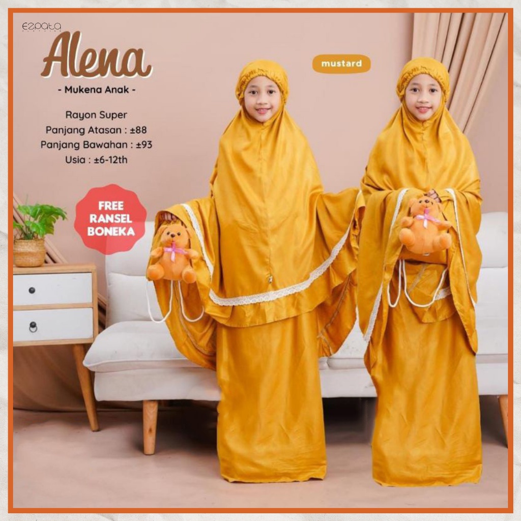 Ezpata Mukena Anak Polos Lucu Rukuh Rukuh Putusan Renda Free Tas Boneka Bahan Rayon Premium Adem dan Halus Terbaru 2023