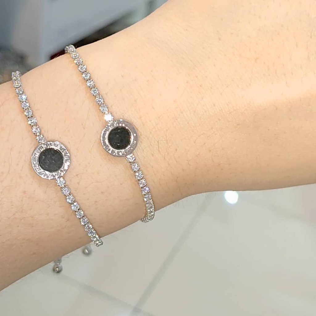 Matlaine - Gelang Serut Bulat Full Diamond Silver Titanium Xuping Anti Karat Anti Alergi Anti Hitam