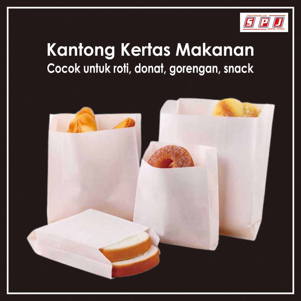 Kantong Kertas Putih | Kantong Kertas Makanan ( isi 100 pcs )