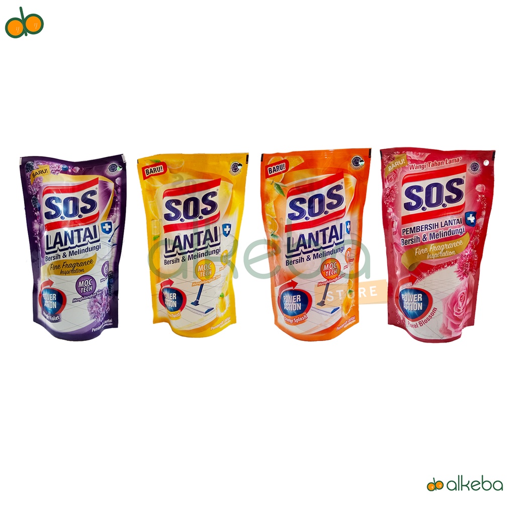 Floor cleaner Sabun Pembersih lantai merk SOS 375 ml refill pouch