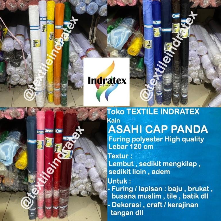 STOK TERBATAS ( per 1 roll ) kain furing asahi cap panda lebar 120 cm bahan lapisan tas rok baju gam