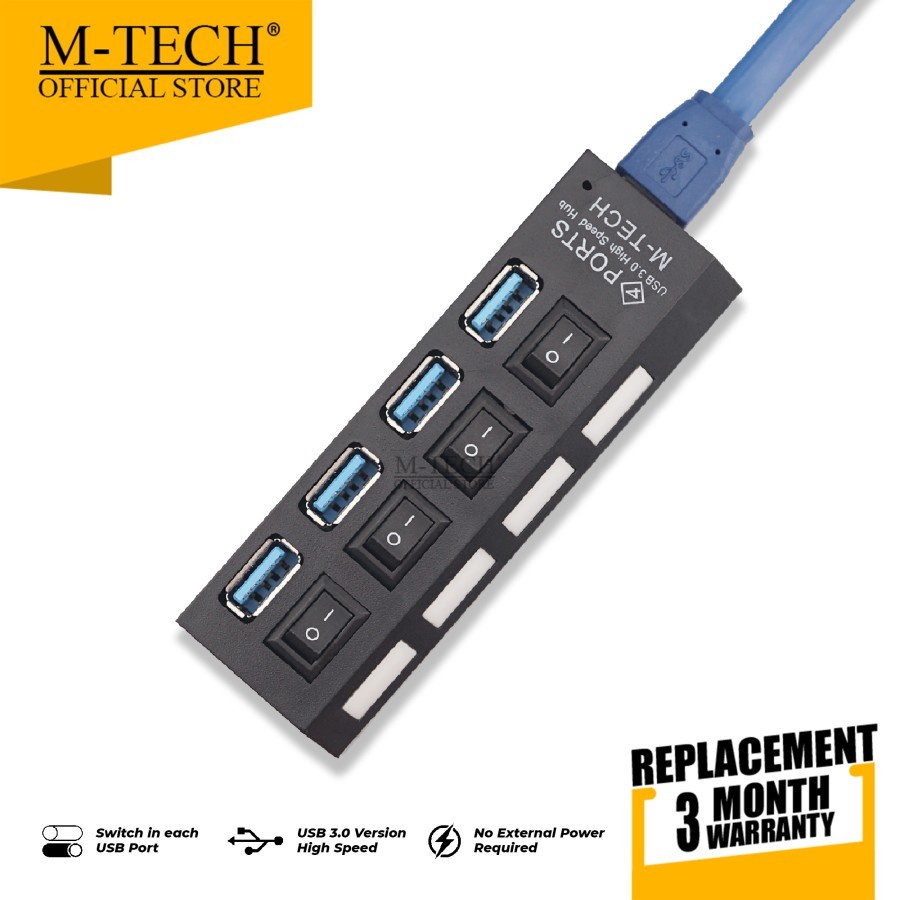 M-Tech USB HUB 2.0 3.0 Port USB Support 1TB Garansi Resmi Original