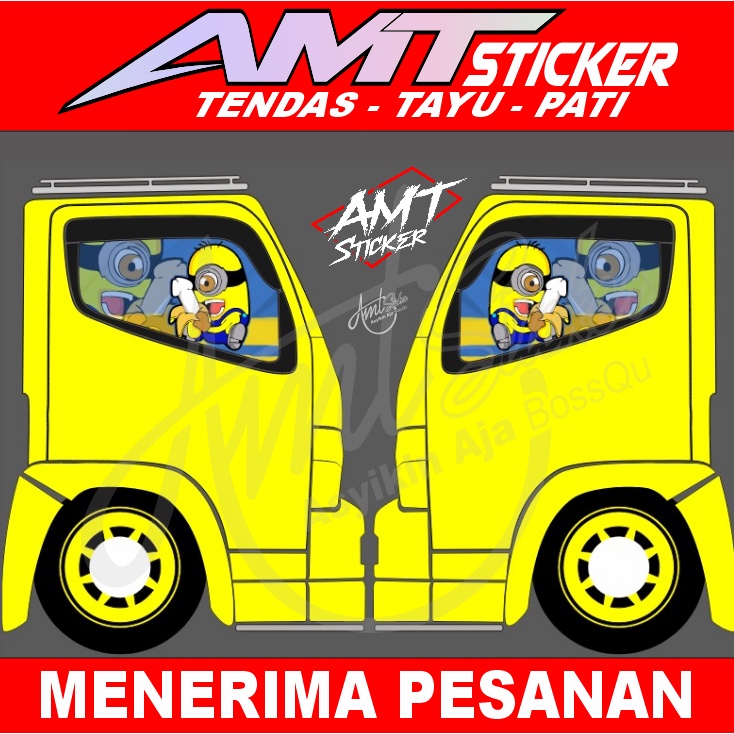Stiker One Way Kaca Samping Truk Canter - Minion