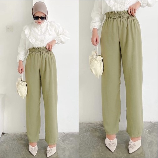 iseven p CHARLOTTE KULOT XL DOUBLE BUTTON PANT CRINCLE KANCING 2 | KULOT AIRFLOW CRINKLE