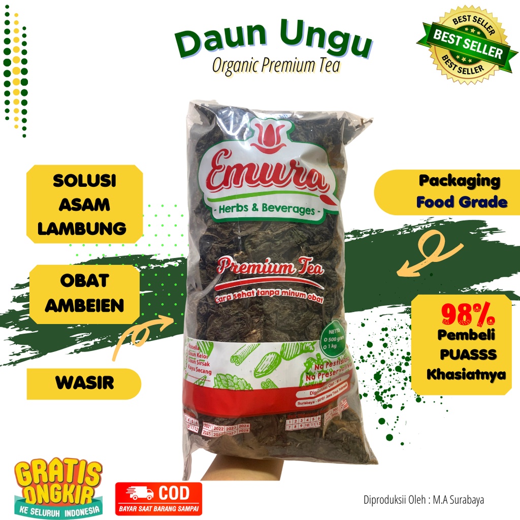 DAUN WUNGU ORI/DAUN UNGU/OBAT WASIR /OBAT LAMBUNG HERBAL /OBAT BISUL