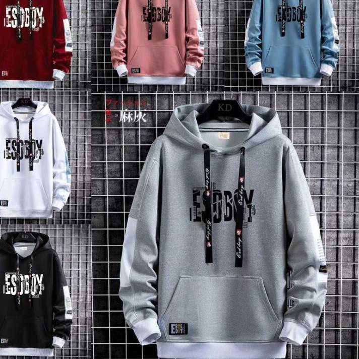 ▲ Jaket Sweater Hoodie Pria Esoboy Size M-L-XL || Hoodie Pria ESDBOY Sweater Hitam Putih Abu Maroon 