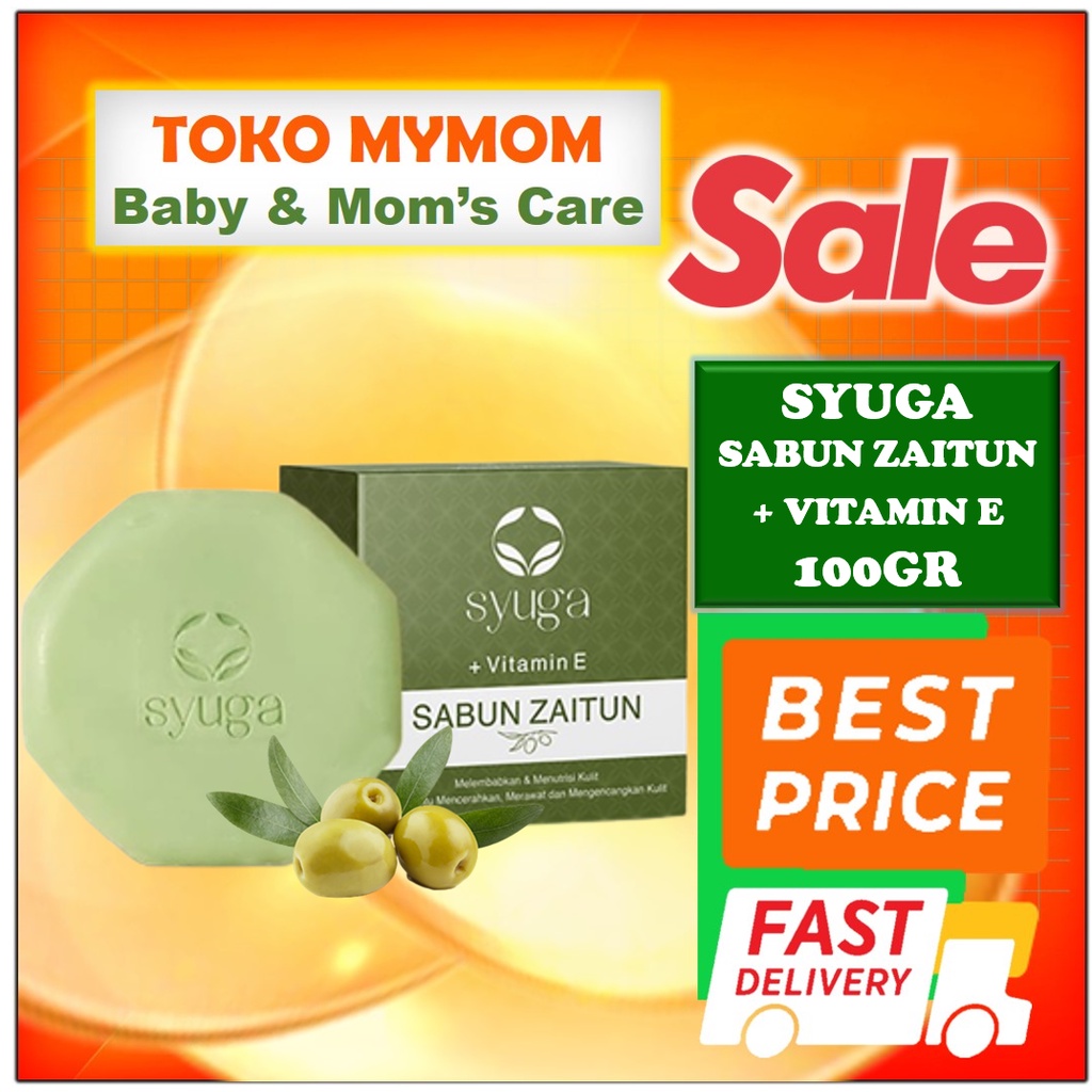 [BPOM] SYUGA Sabun Zaitun + Vitamin E 100gr / Olive Bar Soap / Sabun Mandi / Body Soap / Body Wash / MYMOM