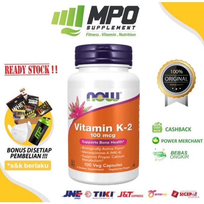 NOW Vitamin K-2 100mcg 100vegcaps NOW Foods Vitamin K2 K 2 Vit K roc05