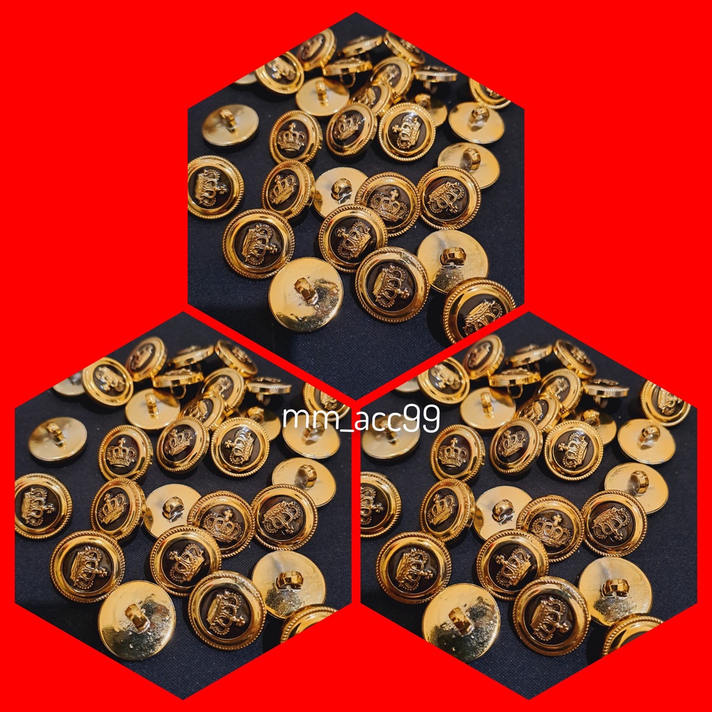 KANCING BAJU JAMUR GOLD MOTIF RAJA DIAMETER 2 CM ISI 12 PCS