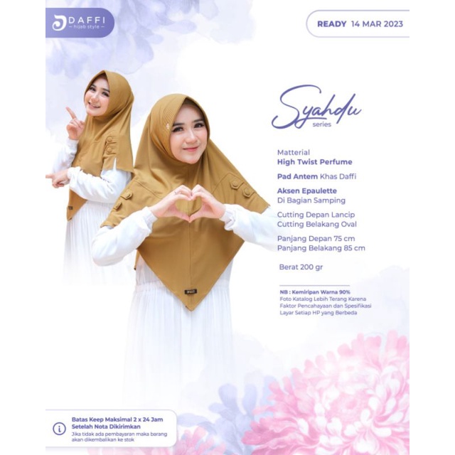 Hijab Daffi Syahdu Series hijab instan jilbab instan kekinian berkualitas ORI Daffi