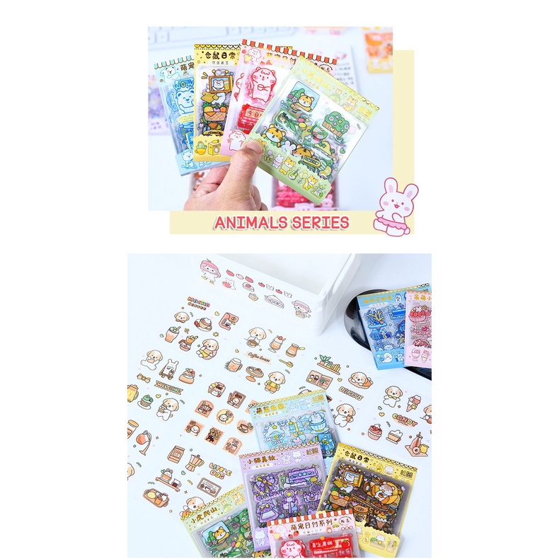 ISI 20 LEMBAR STICKER DECORATIVE PACK STIKER DEKORASI JOURNAL MOMO ANIMAL SERIES LUCU PET TRANSPARANT UNTUK HIAS SCRAPBOOK BUKU DIARY HP DLL @banyak