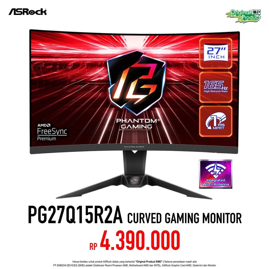 ASRock Phantom Gaming PG27Q15R2A - QHD 165Hz CURVED GAMING MONITOR