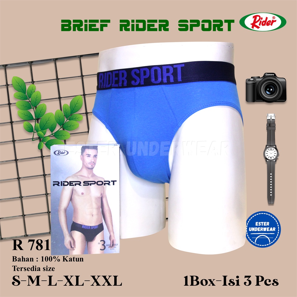 Celana Dalam Pria Rider Sport R 781 Isi 3 Pcs/Pack Bahan Katun 100%