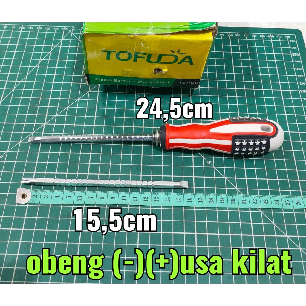 Obeng Bolak Balik Amerika 6&quot; / Obeng 2 Way USA Gagang Karet - Kilat