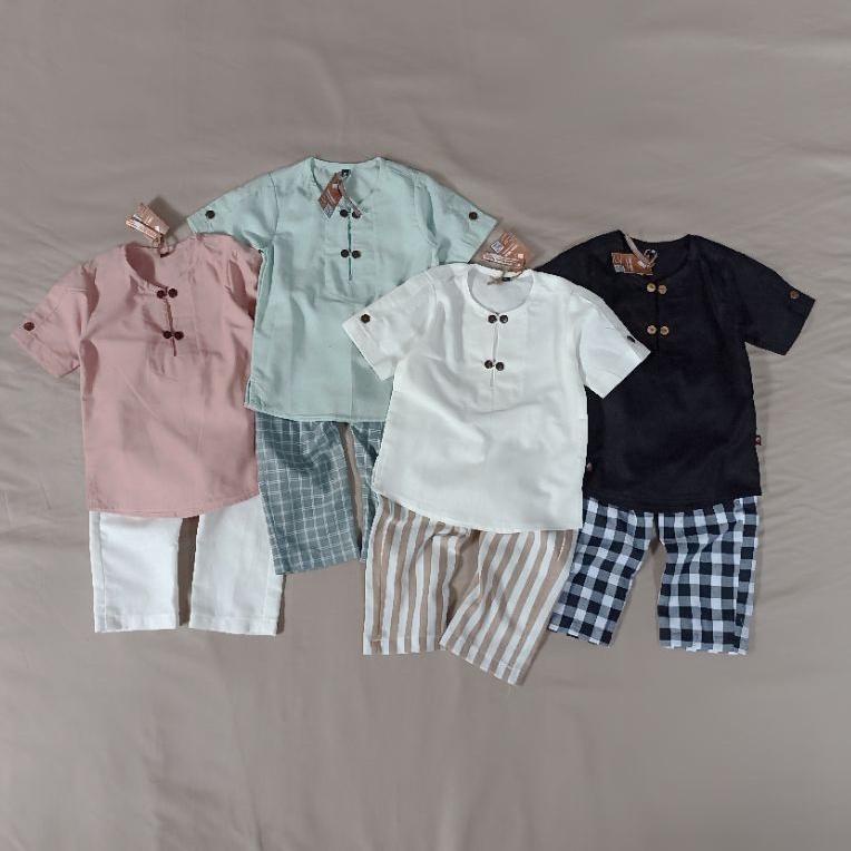 PALING LARIS FIKAR SET Kids- Setelan Anak katun linen Koko Anak Ku Aqiqah couple