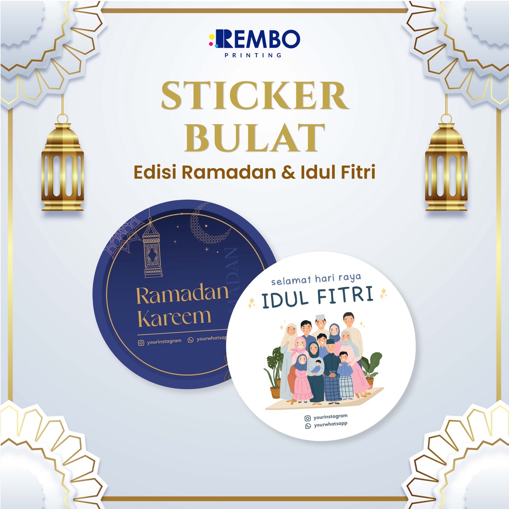 Sticker Bulat Spesial Ramadan &amp; Idul Fitri Hampers/Stiker Segel Box/Packaging/Toples Makanan/Label Pengiriman/Dus/Kemasan Ramadan/Idul Fitri/Lebaran/Vinyl Cromo Custom Print Cetak Murah