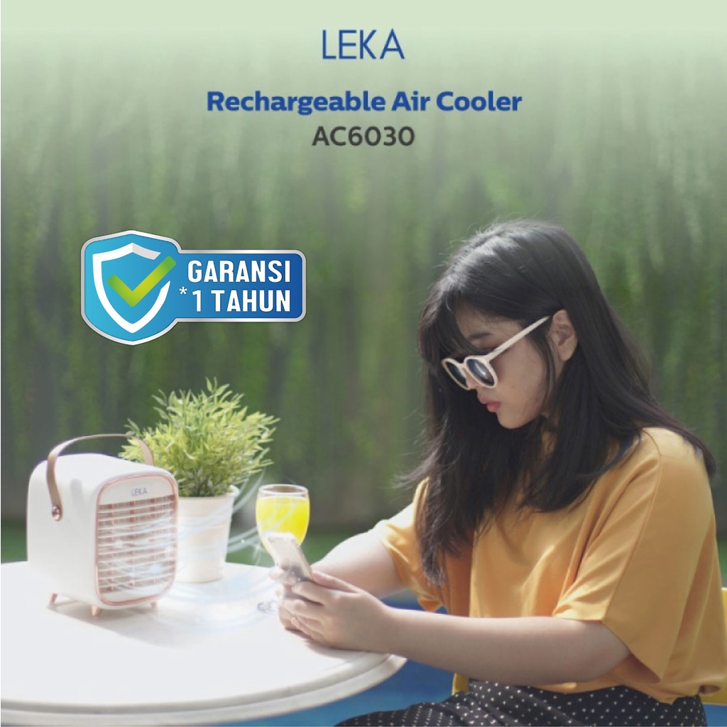 LEKA AC6030 Rechargeable Air Cooler - Portable Kipas Angin AC Mist Uap Air Mini Fan