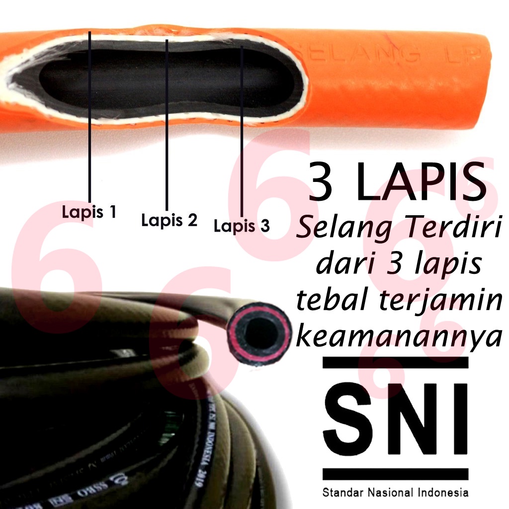 SELANG KOMPOR GAS LPG 3 LAPIS PERMETER SELANG AIR PANAS TEKANAN TINGGI SNI ANTI GIGITAN TIKUS COD