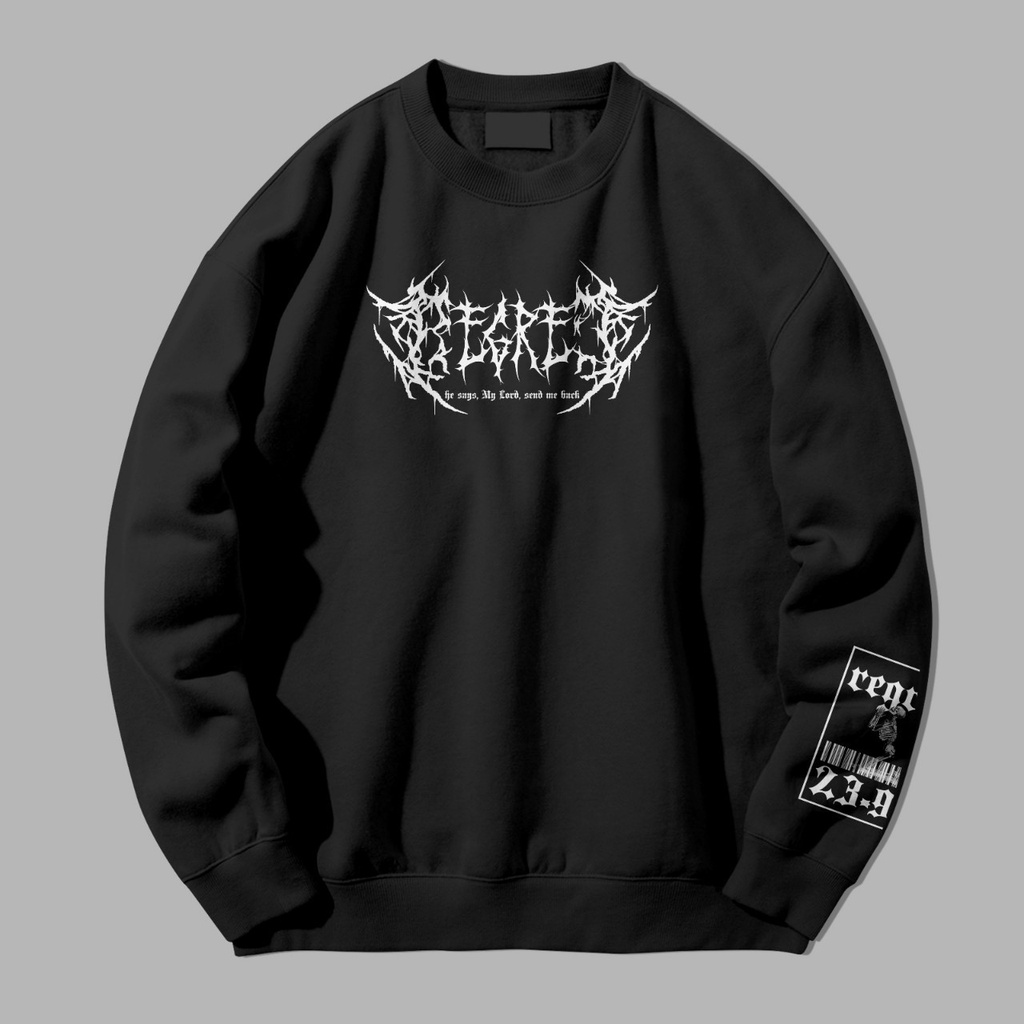 Crewneck Basic Musik Metal Hitam font Putih || METAL Regret Sweater Hoodie|| Sweater Distro Crewneck Wanita pria Oversize (Unisex)