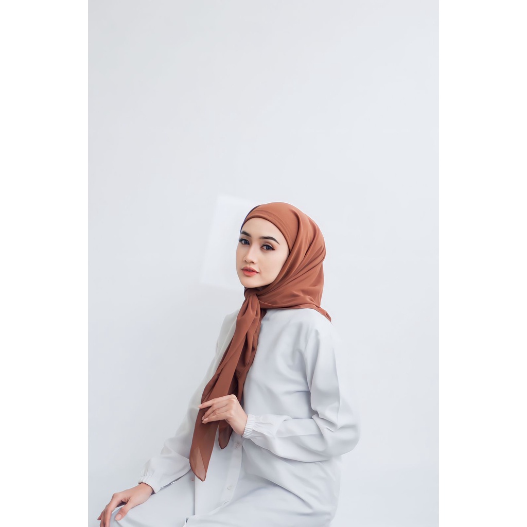 HIJAB JILBAB KERUDUNG SQUARE SEGI EMPAT INSTAN TURKI 2 LAYER-CHOCO