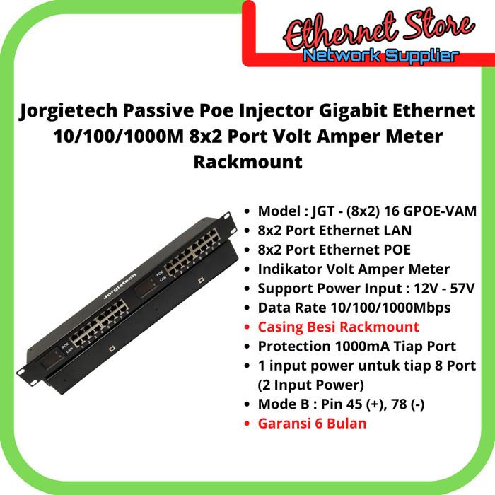 EtherStore Jorgietech Poe Injector Gigabit 12 / 16 / 24 Port Rackmount