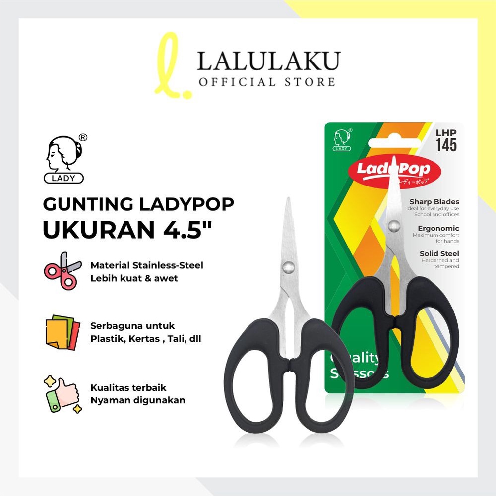 

Gunting Kertas Ladypop 4.5 inch LHP 145 12cm Kecil Sekolah Kantor Stainless Steel