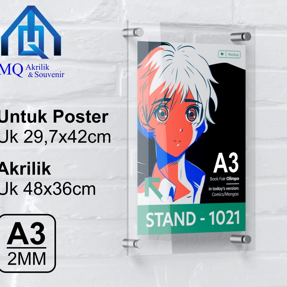 ► Frame Akrilik  Dinding | Pigura Akrilik Dinding | Frame Display Akrilik Ukuran A3 ❈
