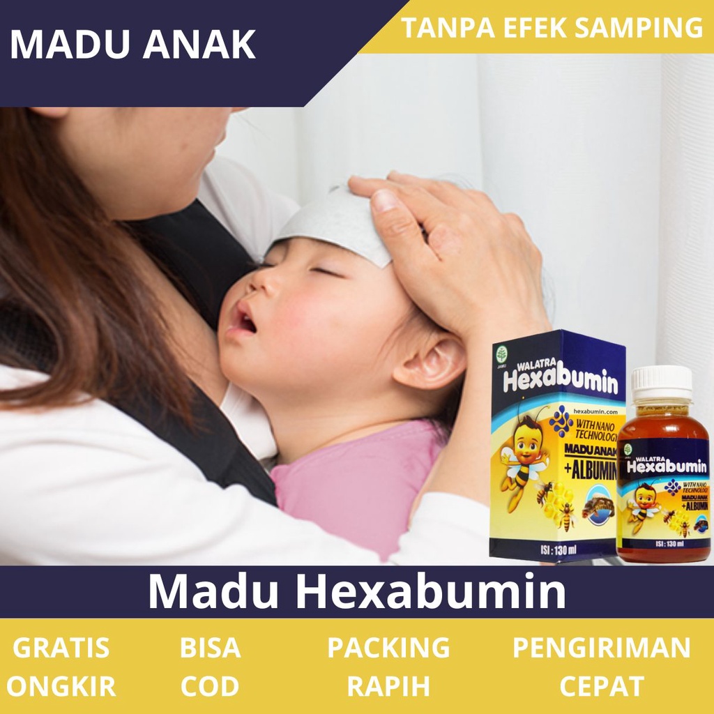 Hexabumin Madu Original - Obat Penurun Demam Anak, Pereda Anak Bab Mencret, Batuk Pilek, Muntah, Dia