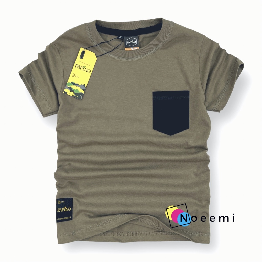 Papino Baju Atasan Anak Laki-Laki 1-12 Tahun Lengan Pendek Cowok Dan Wanita Olive Grey