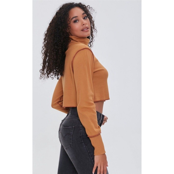 Forever21 Highneck Ribbed Crop Top