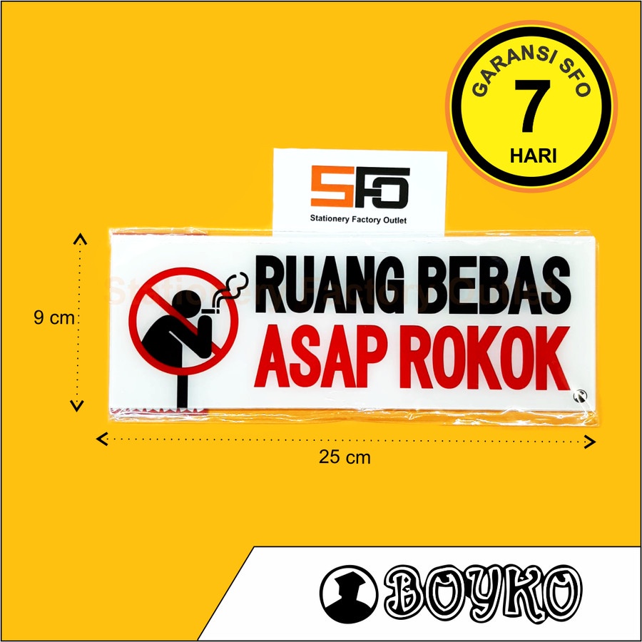 

Akrilik Ruang Bebas Asap R0kok - Acrylic Sign Standard 25cm x 9cm - SFO Semarang Official